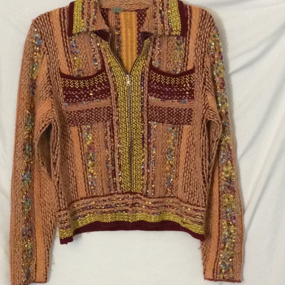 Colorful sweater jacket unique details - Picture 2 of 6